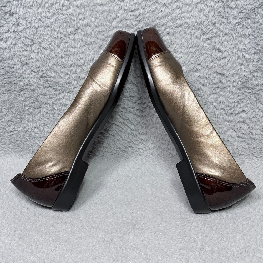 SAS Coco Womens Size 7.5 Slip On Ballet Flat Loafer Shoes Bronze Leather Cap Toe - Picture 6 of 9